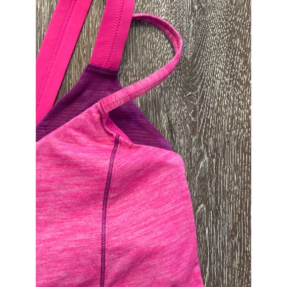Lululemon Women's Pink Crossover Double Strap Lined Bra Insert Athletic Top SZ 4 - Picture 2 of 7